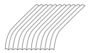 Diagram of a curved piece of 0.60 Corodek® sheeting