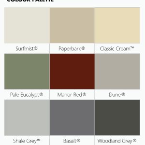A colour chart showing the Metroll Solarspan® colour chart
